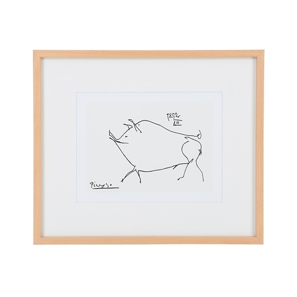 이데 IDEE 오리지널 일본 인테리어 포스터 액자 파블로 피카소 Le petit cochon 내추럴 프레임