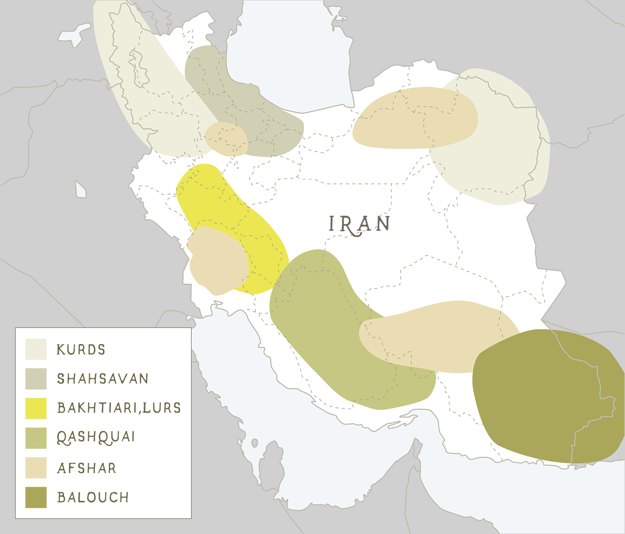 イランの代表的な産地と部族