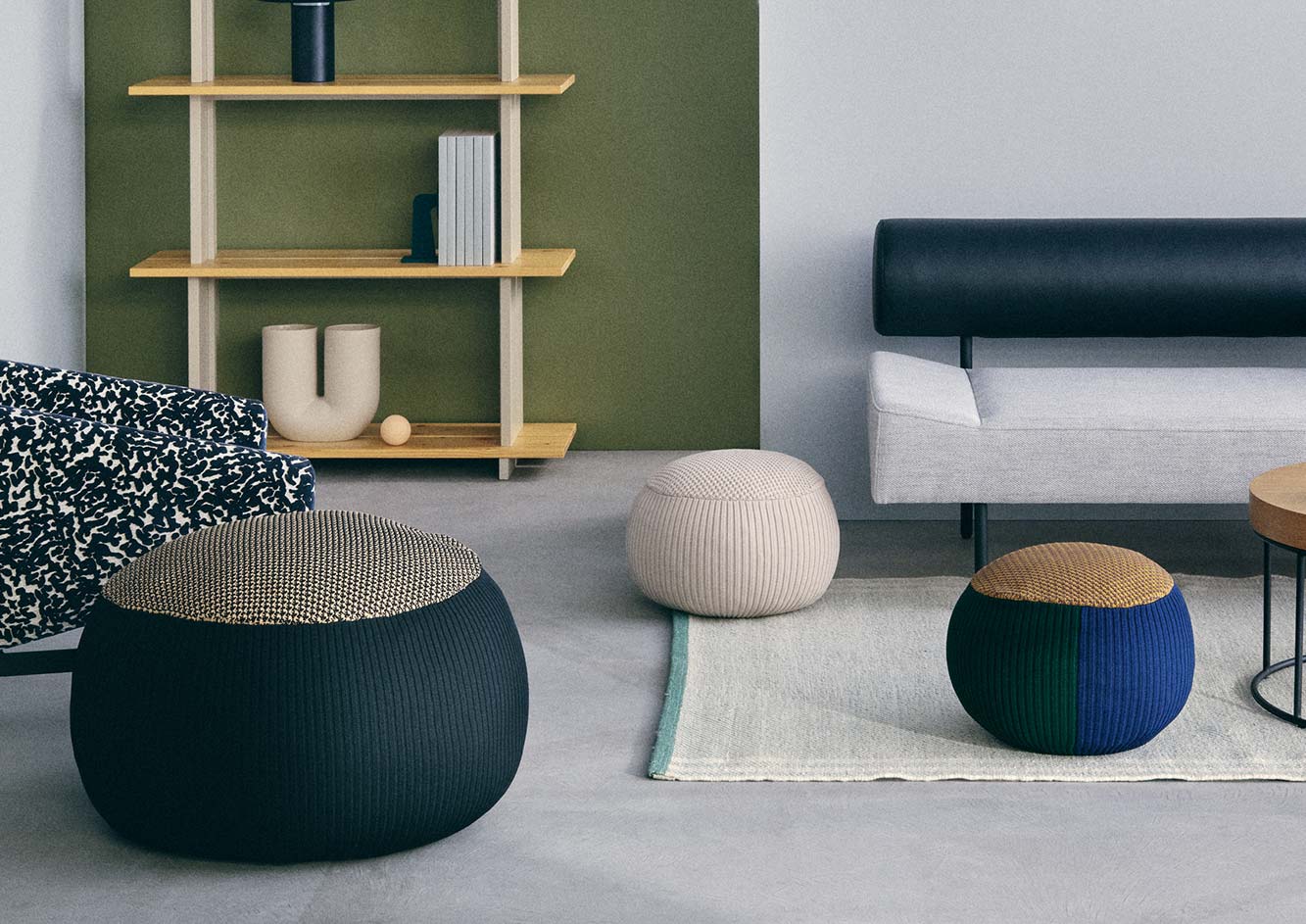 【AQUA】IDEE★ミニプーフ★美品 MINI PUUF White×Black MIX｜1人掛け｜IDEE SHOP Online