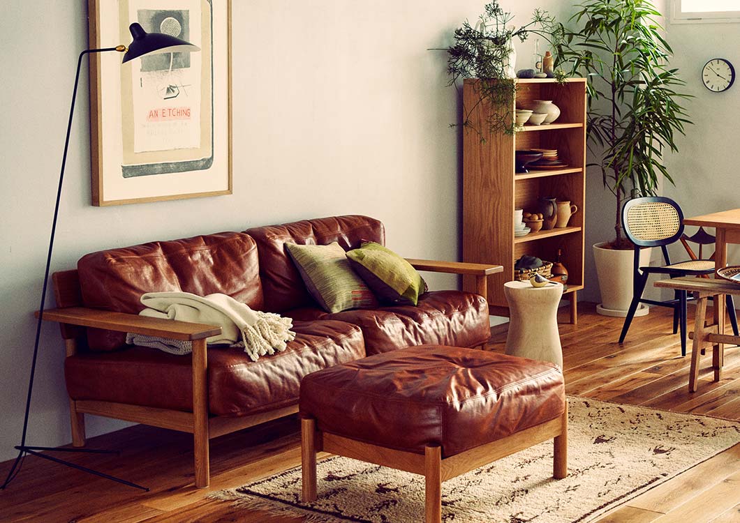 DIMANCHE SOFA (C3) Leather Premium Marron, DIMANCHE OTTOMAN Leather Premium Marron