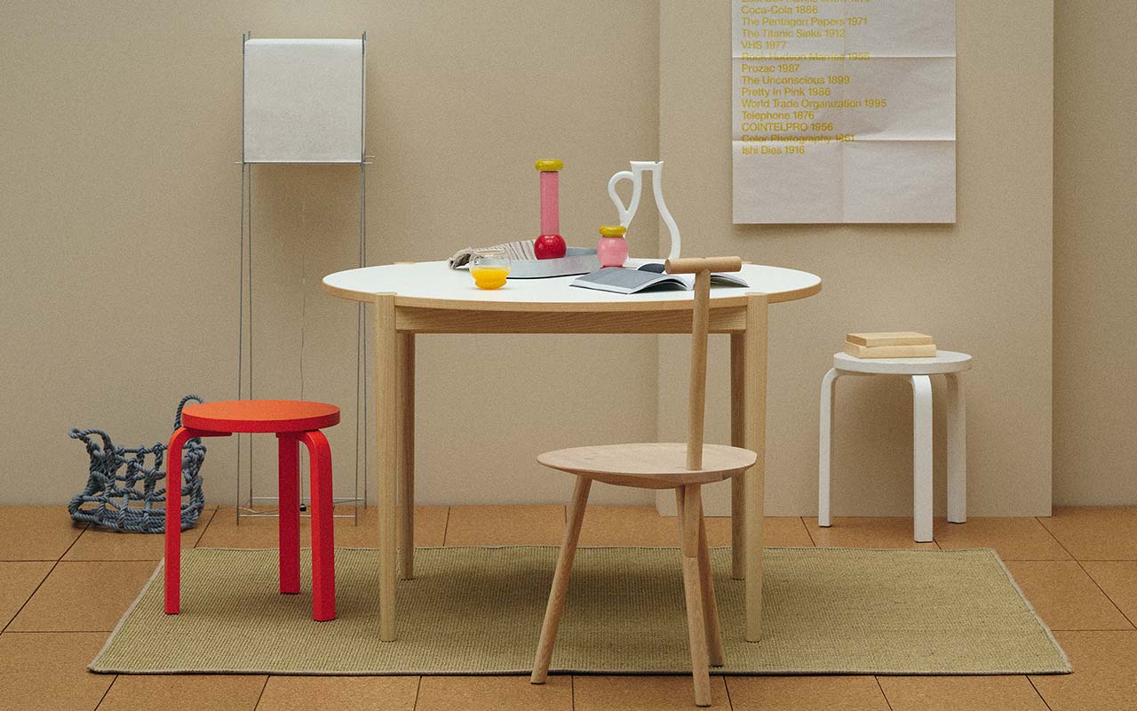 NOVA DINING TABLE ROUND 900 Natural ~ Linoleum top