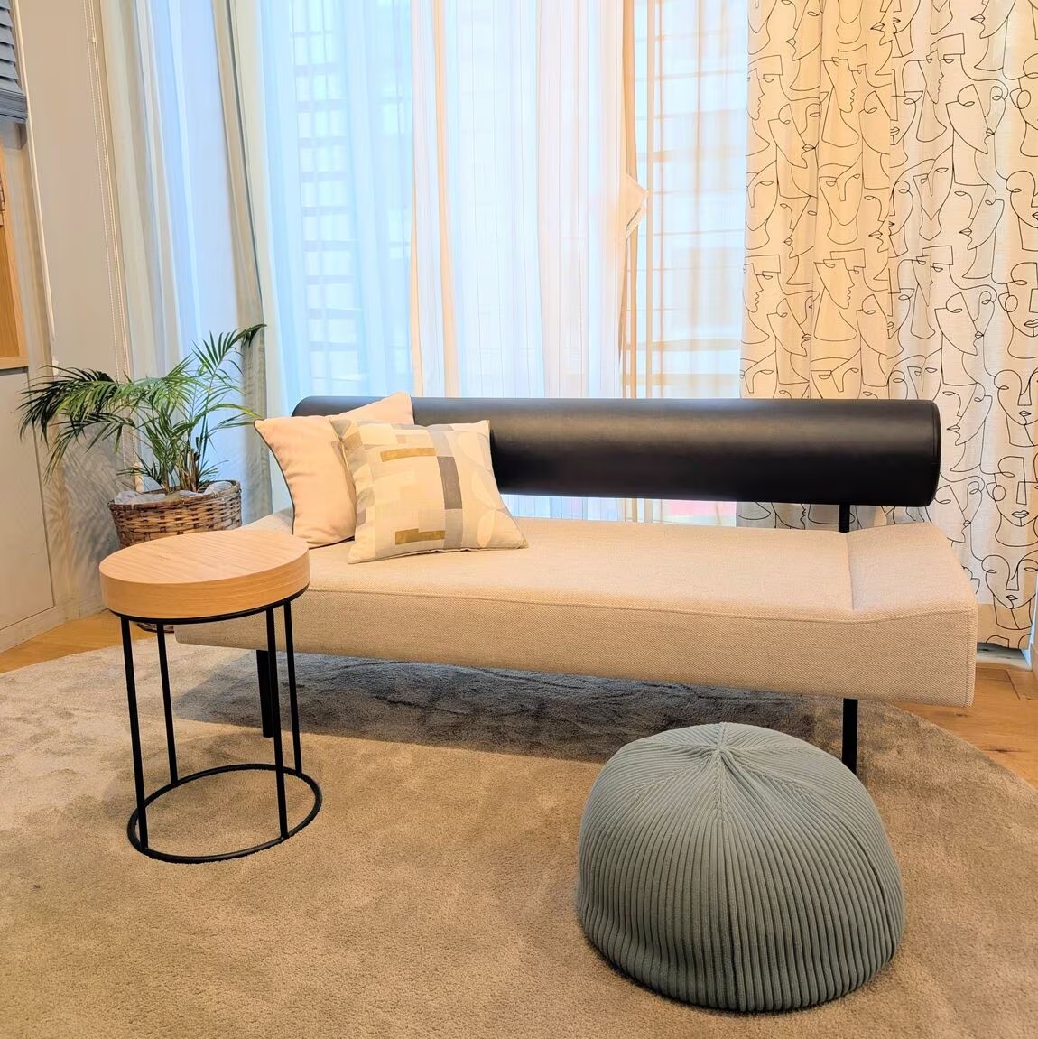 在庫品】 DIVANCO SOFA Round (2) Black × Light gray｜2人掛け｜IDEE