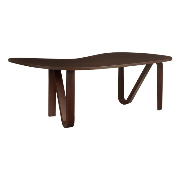 yʐ^zy󒍐Yiz CURVED PLYWOOD TABLE Dark brown