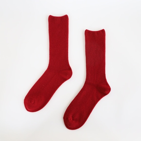 【写真】IDEE Cashmere Socks Ｌレッド