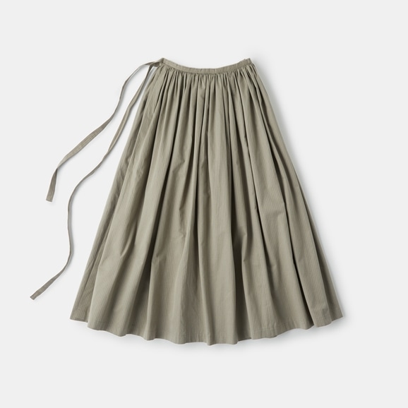 【写真】H& by POOL Gathered Skirt Khaki Stripe