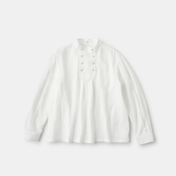 H& by POOL Stand-Up Collar Blouse White Gauze