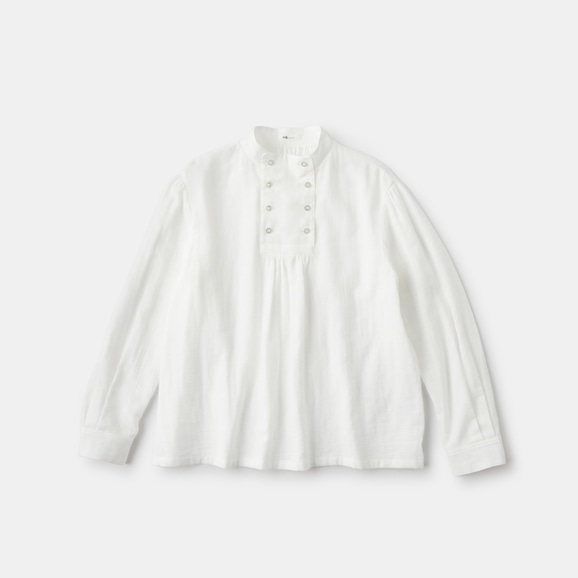 yʐ^zH& by POOL Stand-Up Collar Blouse White Gauze