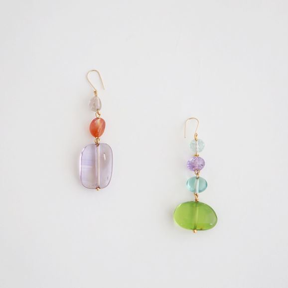 yʐ^zsai Pierce  Amethyst,Green Amber,Carnelian & Fluorite