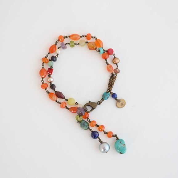 yʐ^zsai Bracelet Carnelian,Turquoise & Vintage Beads