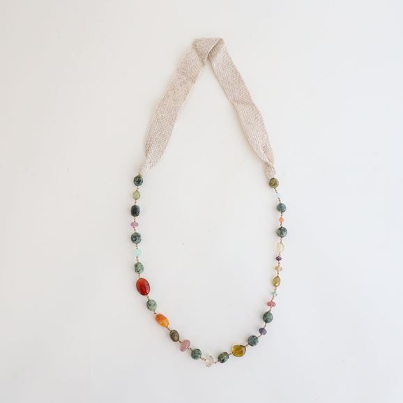 yʐ^zsai Necklace Turquoise,Strawberry Quartz,Carnelian & Aquamarine