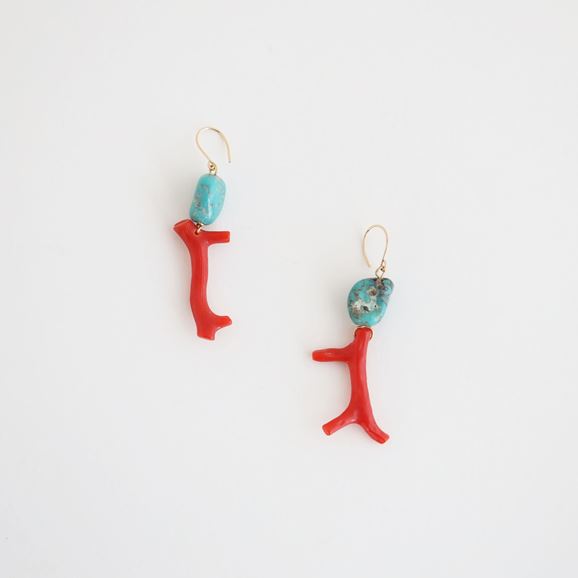 yʐ^zsai Pierce Turquoise & Red Coral