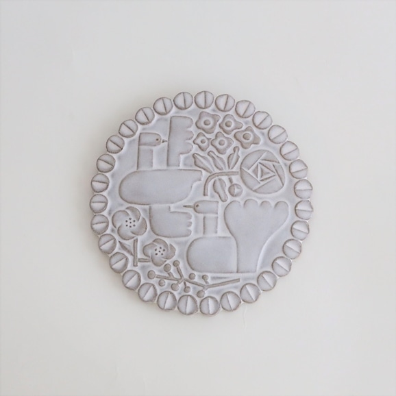 BIRDS' WORDS ceramic relief plate circle