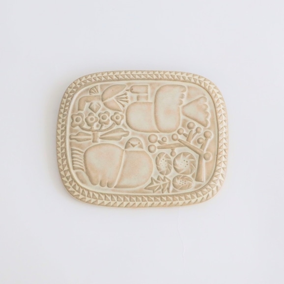 BIRDS' WORDS ceramic relief plate square