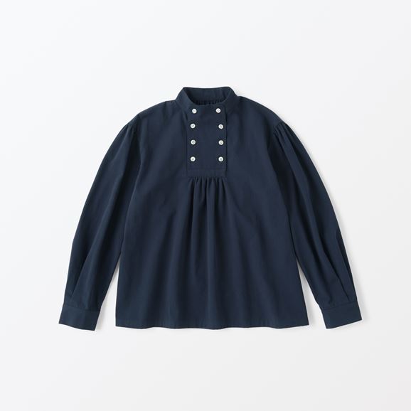 【写真】H& by POOL Stand-Up Collar Blouse Dark Navy Cotton