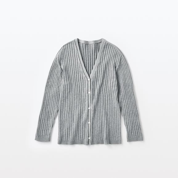 【写真】H& by POOL Cotton Rib cardigan Regular Top Gray