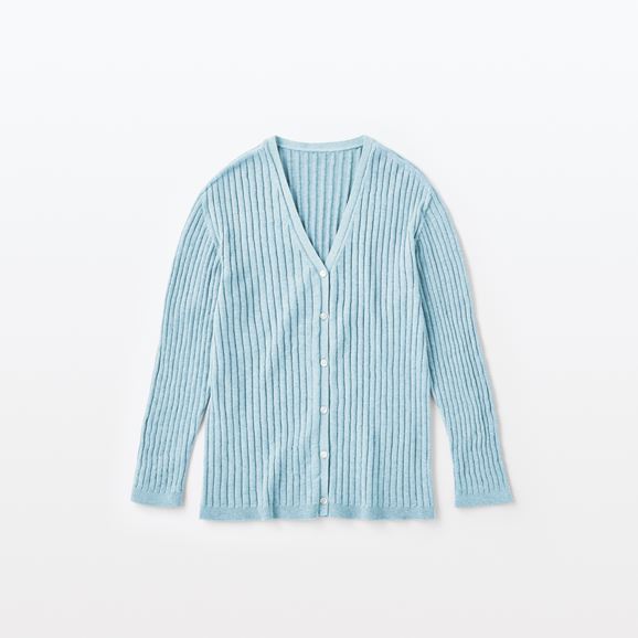 yʐ^zH& by POOL Cotton Rib cardigan Comfort Blue Gray