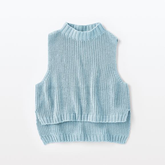yʐ^zH& by POOL Cotton Cropped Vest Blue Gray