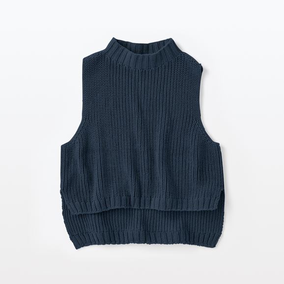 【写真】H& by POOL Cotton Cropped Vest Blue Navy