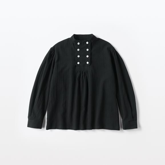 yʐ^zH& by POOL Stand-Up Collar Blouse Chiffon Cotton Black