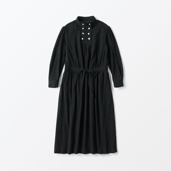 yʐ^zH& by POOL Stand-Up Collar One-Piece Shirt Chiffon Cotton Black