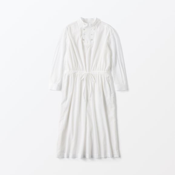 yʐ^zH& by POOL Stand-Up Collar One-Piece Shirt Chiffon Cotton White