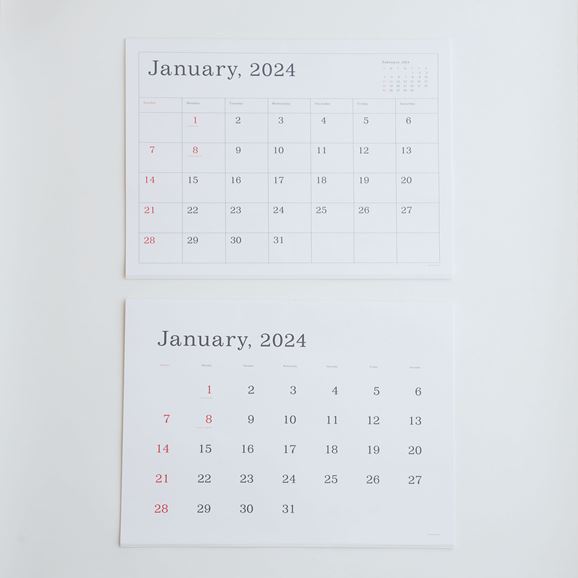 【写真】葛西薫 カレンダー 2024 罫線なし