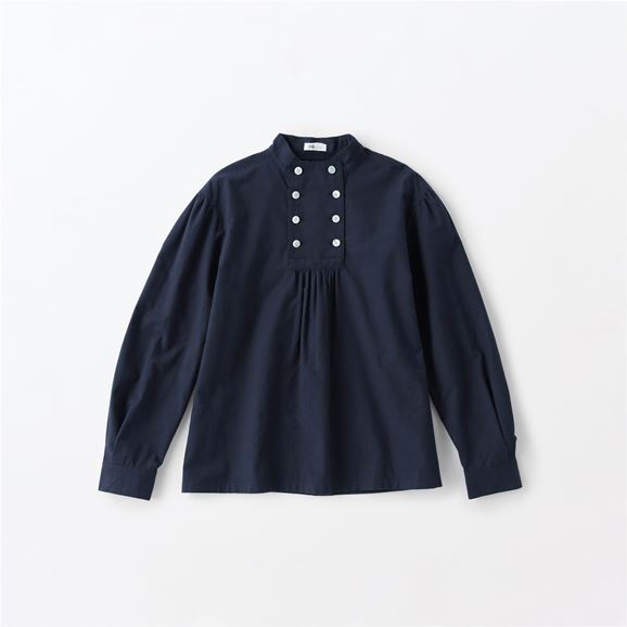 【写真】H& by POOL Stand-Up Collar Blouse Navy