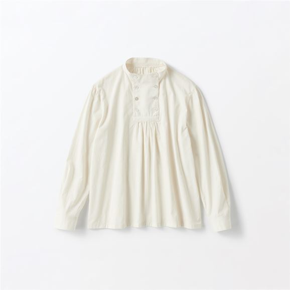 H& by POOL Stand-UP Collar Blouse Dobby Ivory