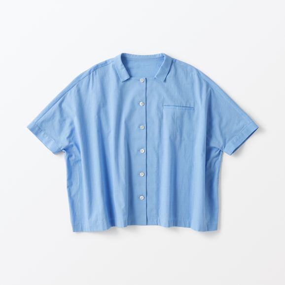 H& by POOL Wide Shirt Dobby Blue