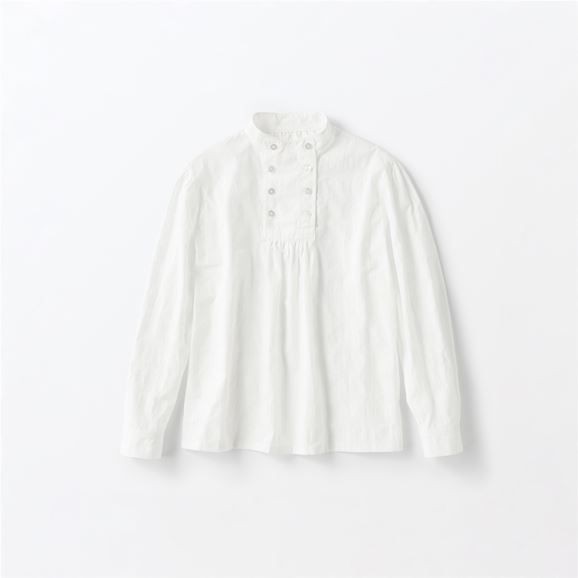 H& by POOL Stand-UP Collar Blouse White Checked