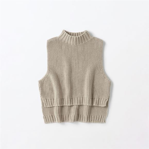 yʐ^zH& by POOL Cotton Linen Cropped Vest Beige