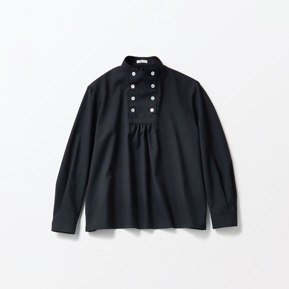 H& by POOL Stand-Up Collar Blouse Dark Blue