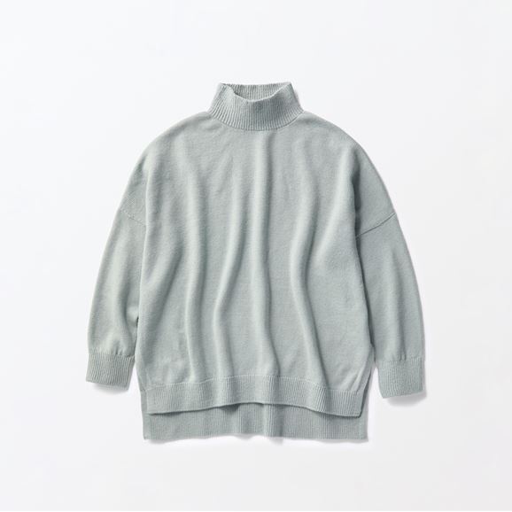 H& by POOL Wool Turtle-neck Sweater Light Blue