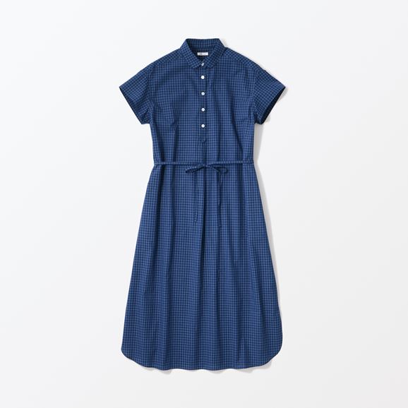 �y�ʐ^�zH& by POOL French Sleeve One-Piece Shirt Navy Check