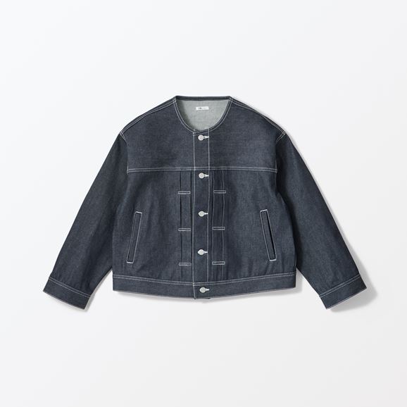 �y�ʐ^�zH& by POOL No Collar Denim Jacket Indigo Assort Non Wash