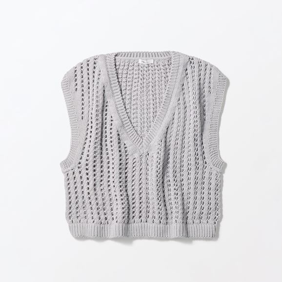 �y�ʐ^�zH& by POOL Cotton Mesh Vest Silver Gray