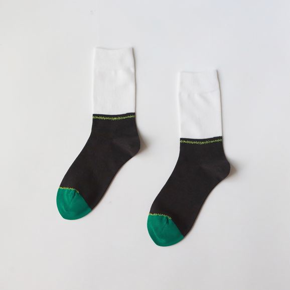 �y�ʐ^�zIDEE Composition Socks Neon Border M �O���[��