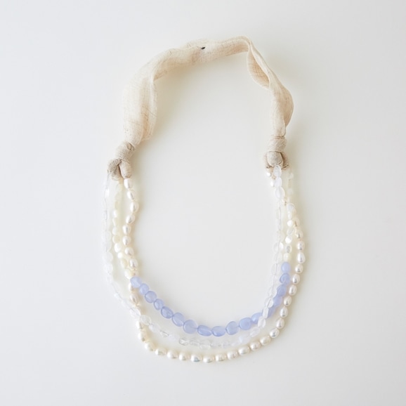 sai Necklace Moonstone,Pearl & Blue Chalcedony