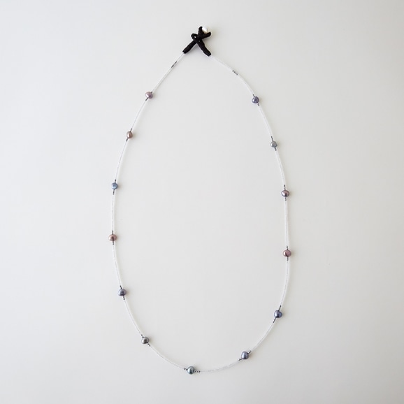 yʐ^zsai Necklace Moonstone,Gray Pearl & Pyrite