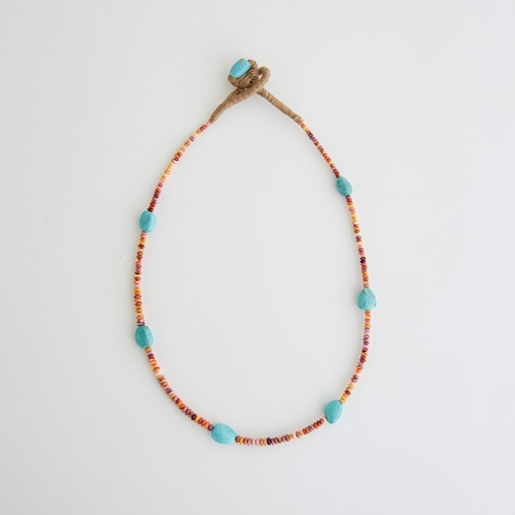 yʐ^zsai Necklace Spiney Oyster Shell & Kingman Turquoise