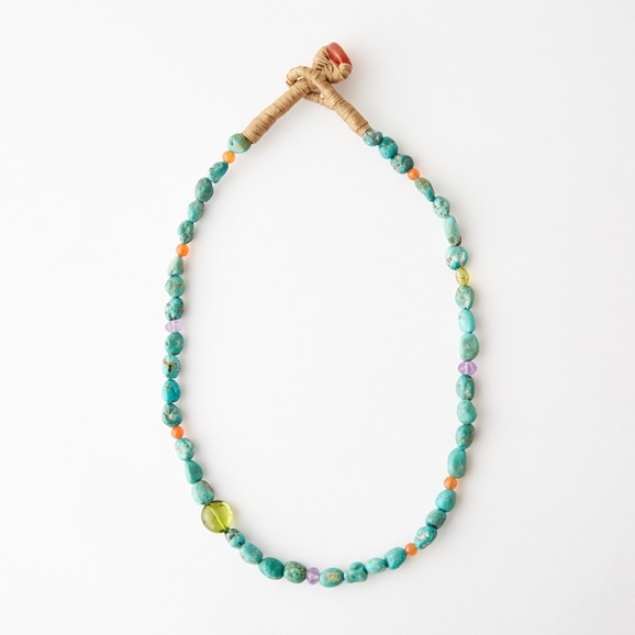 yʐ^zsai Necklace Turquoise,Carnelian & GreenAmber