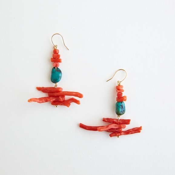yʐ^zsai Pierce Red coral & Turquoise