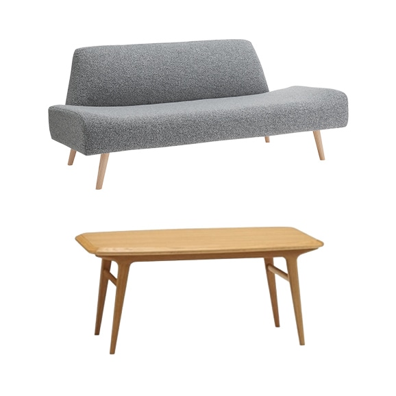�y�ʐ^�z�y�Z�b�g�z AO SOFA (2) Boucle Gray + IKI LOW TABLE