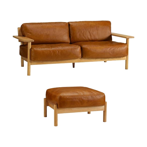 �y�ʐ^�z�y�Z�b�g�z DIMANCHE SOFA (C3) Leather Premium Marron + DIMANCHE OTTOMAN Leather Premium Marron