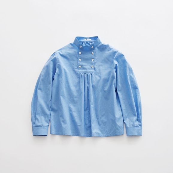 yʐ^zH& by POOL Stand-UP Collar Blouse Dobby Blue