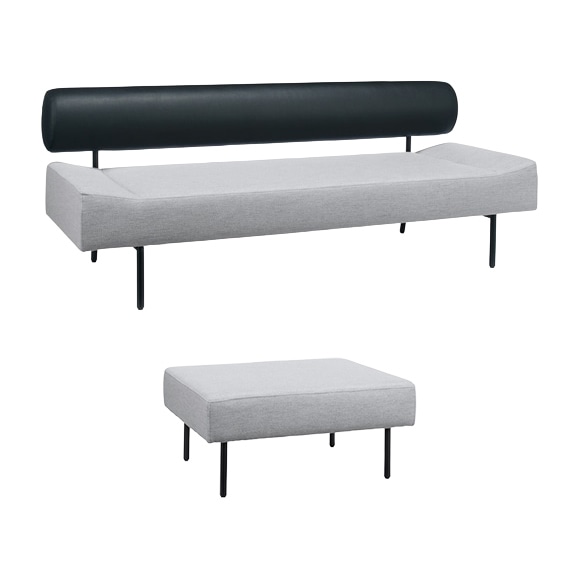�y�ʐ^�z�y�Z�b�g�z DIVANCO SOFA Round (3) Black × Light gray + DIVANCO OTTOMAN Light gray