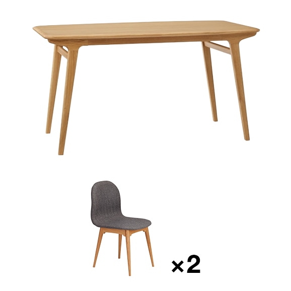 �y�ʐ^�z�y�Z�b�g�z IKI DINING TABLE 1400 + COCHONNET CHAIR Gray×2