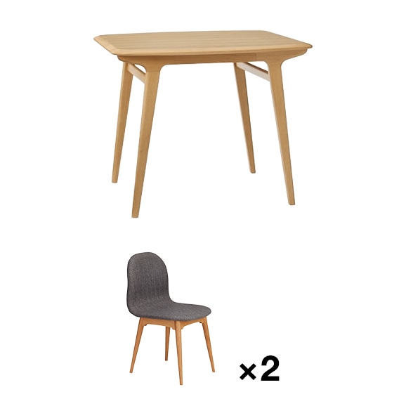 �y�ʐ^�z�y�Z�b�g�z IKI DINING TABLE 900 + COCHONNET CHAIR Gray×2