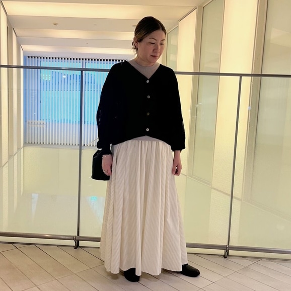 �y�ʐ^�z�y�g��154cm�zH& by POOL Gathered Skirt Off White Stripe