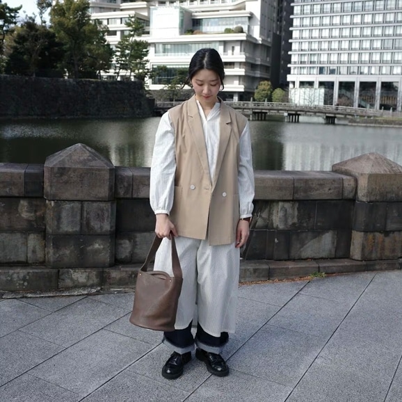 �y�ʐ^�z�y�g��160cm�zH& by POOL Sleeveless Jacket Beige